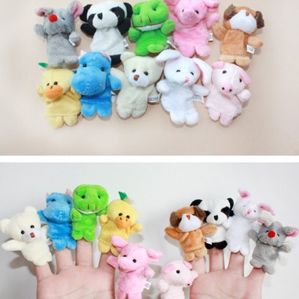 Set 10 Rối Bông Đeo Ngón Tay Hình Động Vật Dễ thương