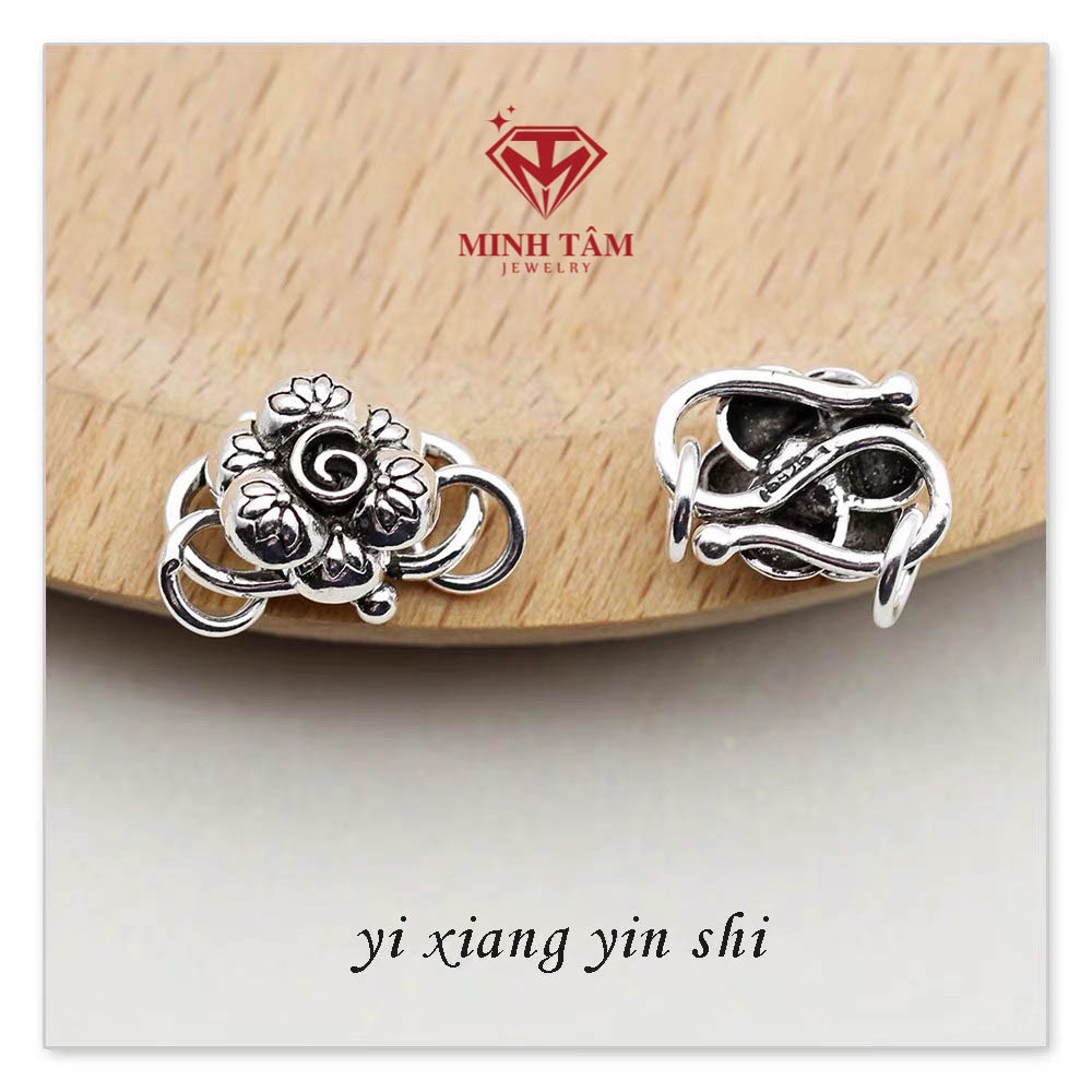 Khoá hoa sen cài làm vòng tay bạc Thái S925