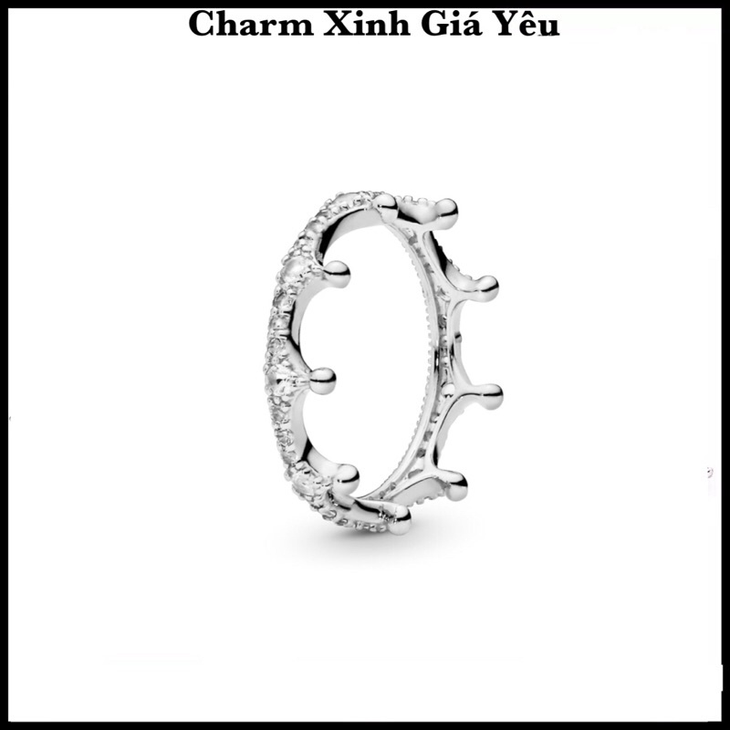 Nhẫn vương miện đá trắng size 50mm bạc 925 nhungsophie