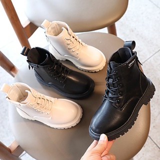 Giày bốt Martin cổ cao phối khóa kéo đôi giữ ấm chống thấm nước thời trang mùa thu 2021 cho bé gái
