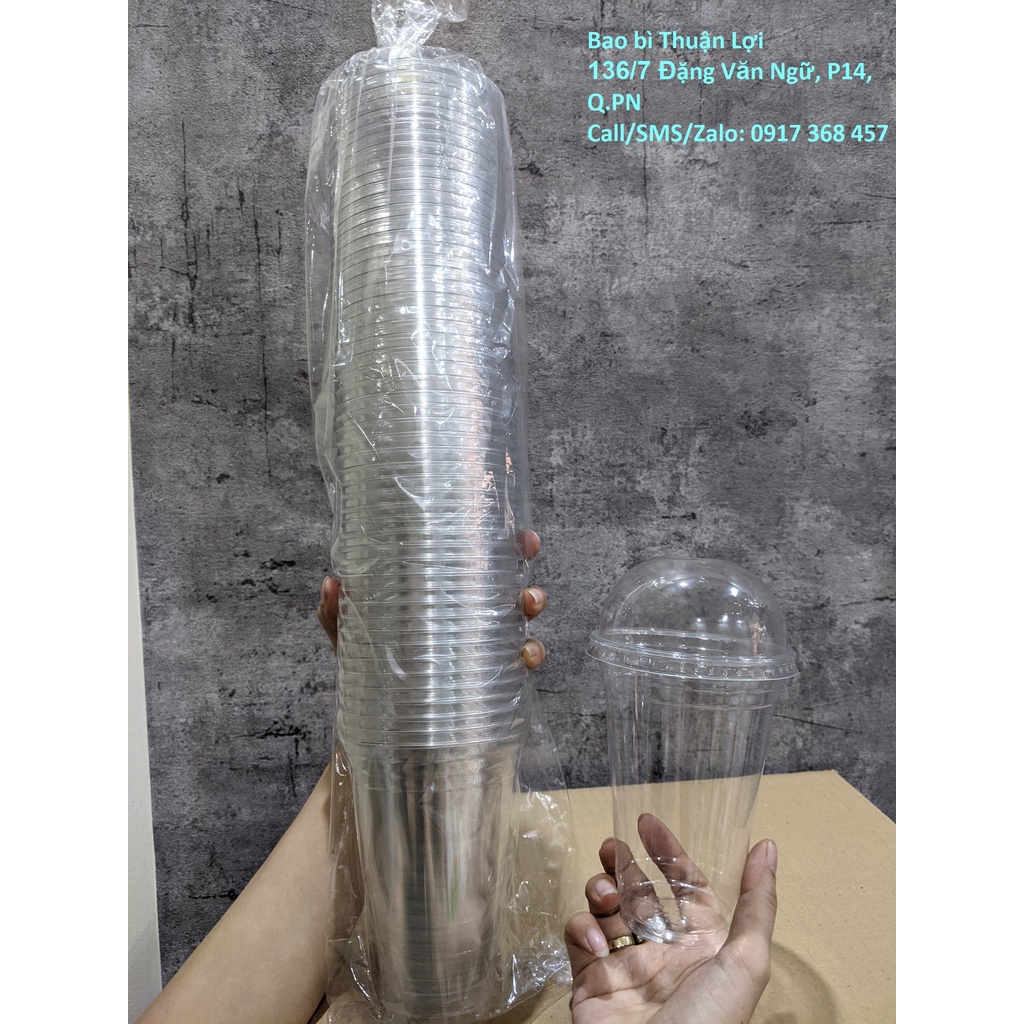 Ly cà phê mang đi / Ly cafe trong / Ly PET trơn - Đẹp  & Nắp BẰNG - Nắp CẦU