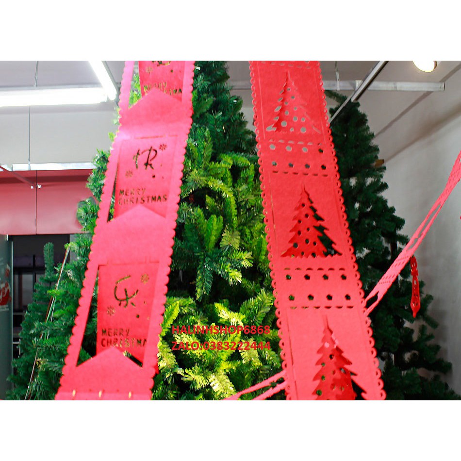Dây treo Giáng sinh, cờ treo trang trí Noel, cây thông, Merry Christmas dài 3m bản rông 15cm vải nỉ giày, mẫu mới 2021