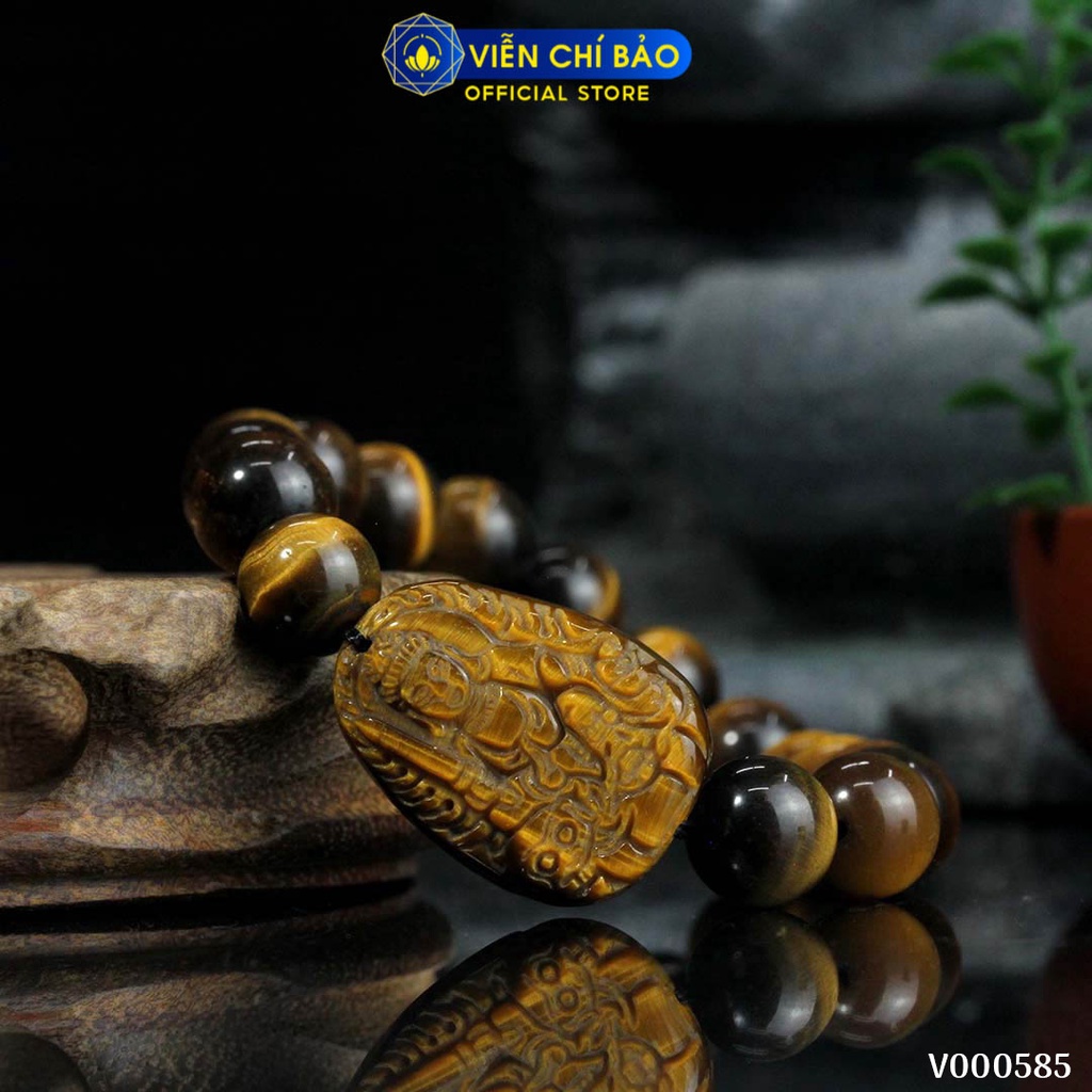 Vòng tay phong thủy đá mix mặt phật vàng 10mm thời trang phụ kiện trang sức Viễn Chí Bảo V000585