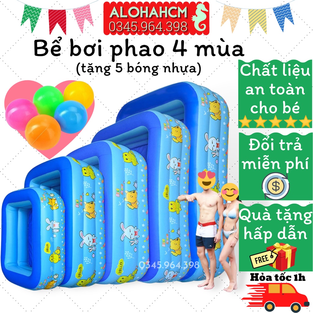 [HOT] Bể Bơi Phao Cho Bé Trong Nhà 3 Tầng 1m5 (150Cm) Hình Chữ Nhật 150x110x50 Bồn Tắm Hơi Cho Bé - DÀY DẶN - AN TOÀN