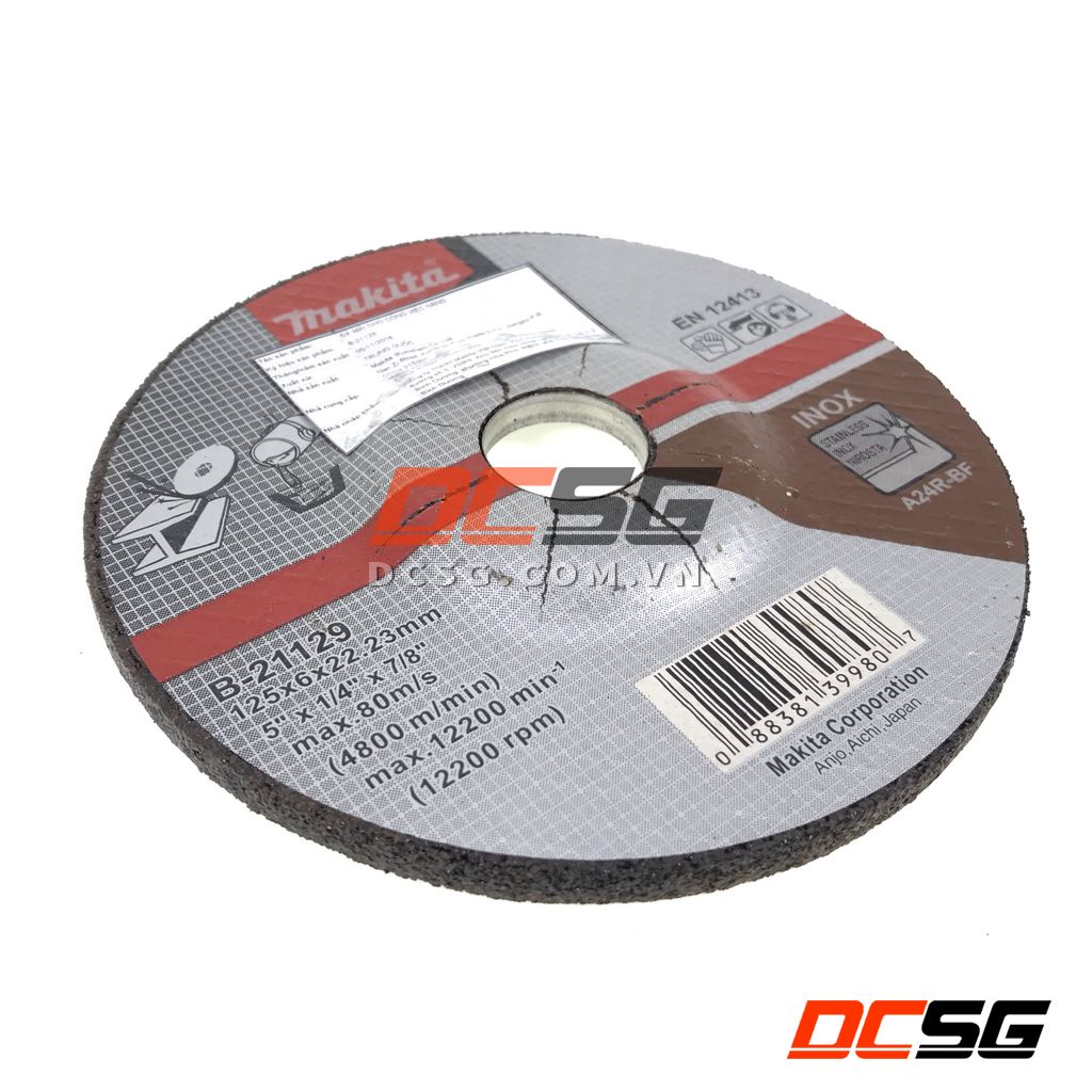 Đá mài inox cho công nghiệp 125x6.0x22.23mm A24R Makita B-21129 | DCSG