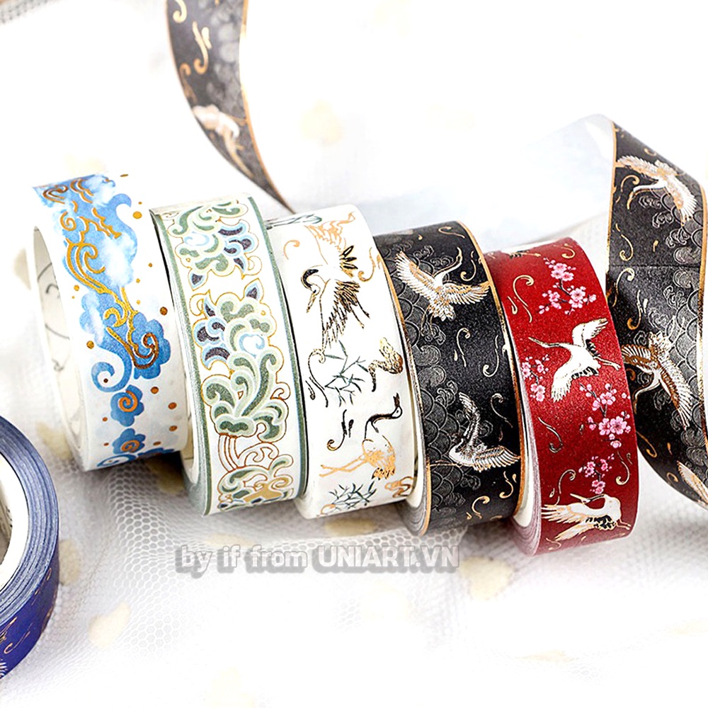 Washi Tape Cổ Trang Sơn Son Thiếp Vàng