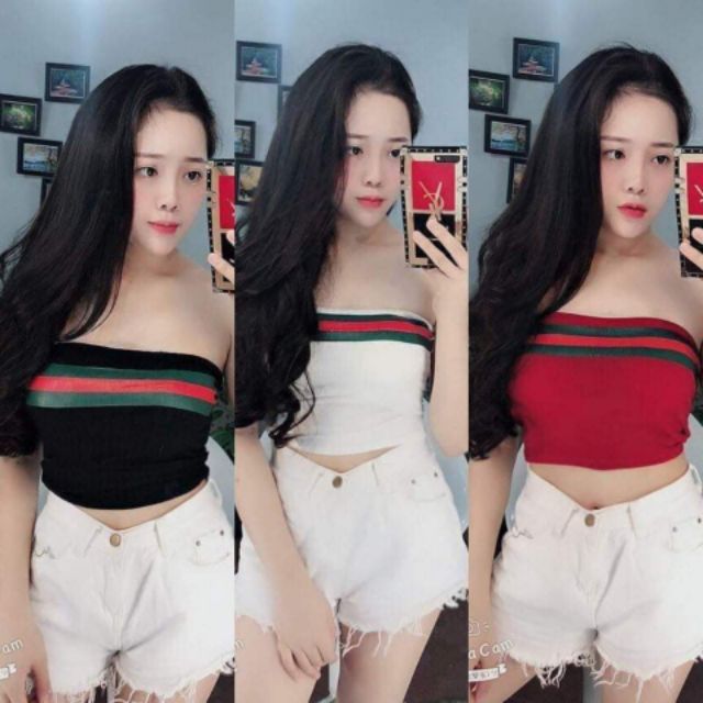 Áo ống cotton in 4 chiều