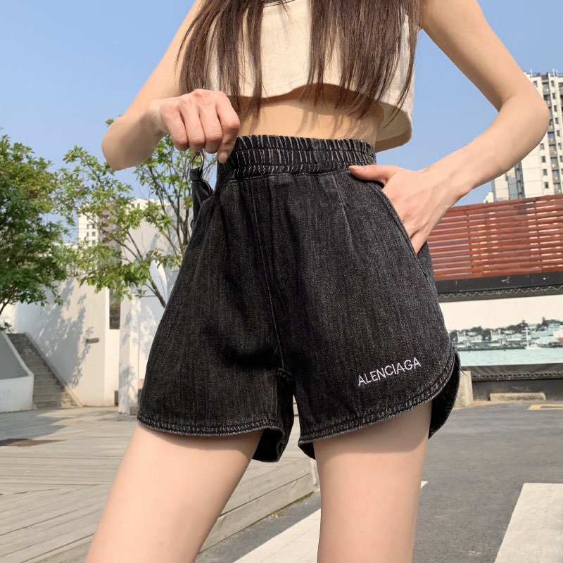 quần short jean nữ lai bầu thêu chữ style hàn quốc thời trang