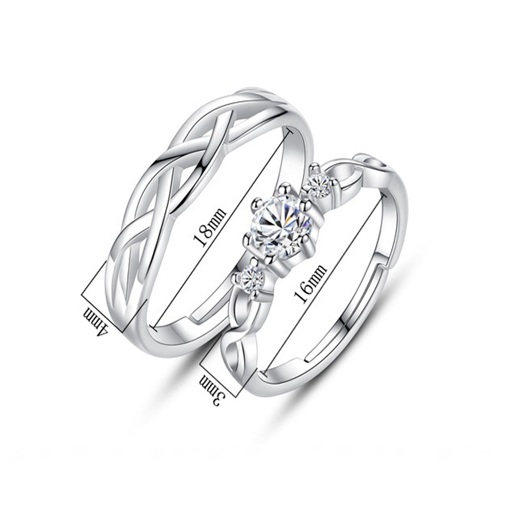 Set 2 nhẫn đám cưới lễ tình nhân mạ đồng trắng sang trọng chất lượng cao thời trang dành cho cả nam và nữ