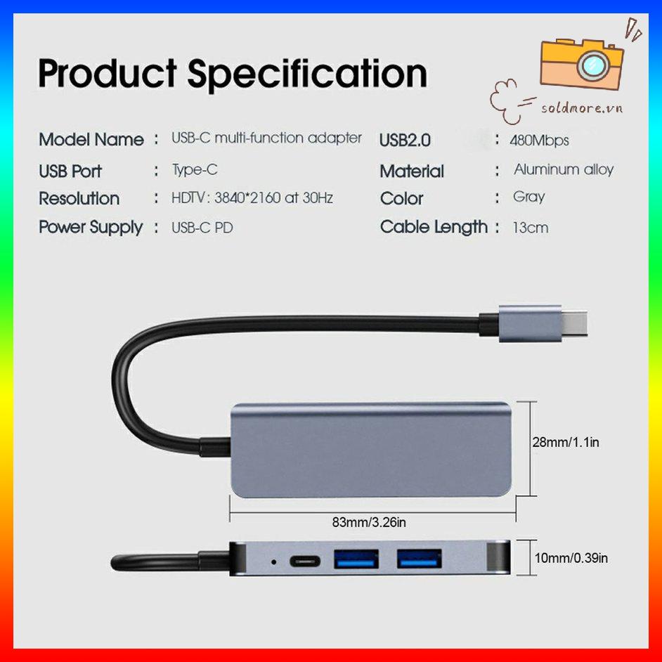 [SOE] Type C To HDMI-compatible USB2.0 Multifunctional Four-in-one HUB Adapter