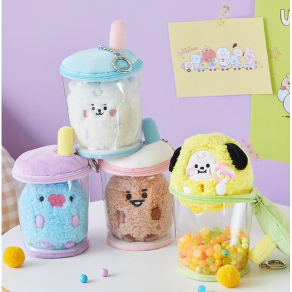 MÓC CHÌA KHÓA GẤU BÔNG BT21 TRÀ SỮA