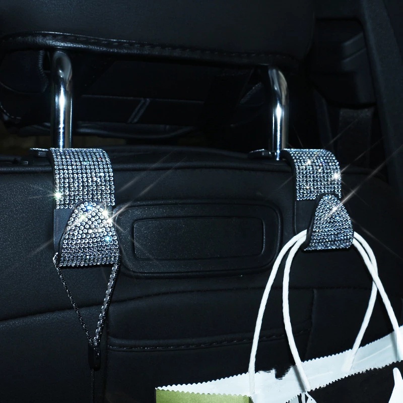Móc Treo Đồ Gắn Lưng Ghế Xe Hơi Đính Đá Lấp Lánh Tiện Dụng