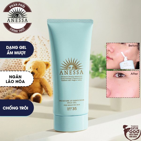 Kem Chống Nắng Dạng Gel Dành Cho Da Nhạy Cảm Và Trẻ Em Anessa Moisture UV Sunscreen Mild Gel SPF35/PA+++ 90g