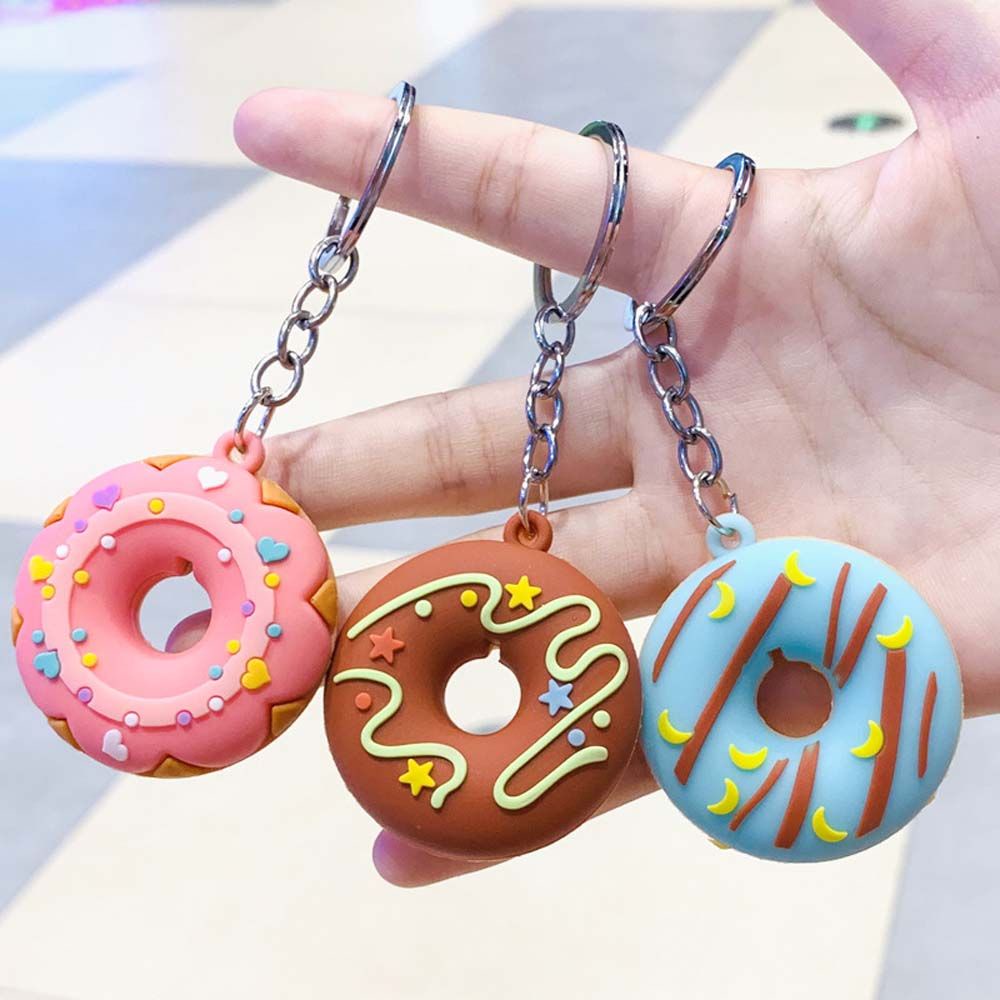 Móc Khóa Pvc Hình Bánh Donut Nhiều Màu Dễ Thương
