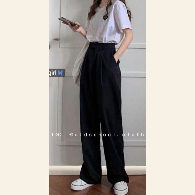 QUẦN ĐEN ỐNG RỘNG DÀI 100CM (ảnh thật/sẵn).