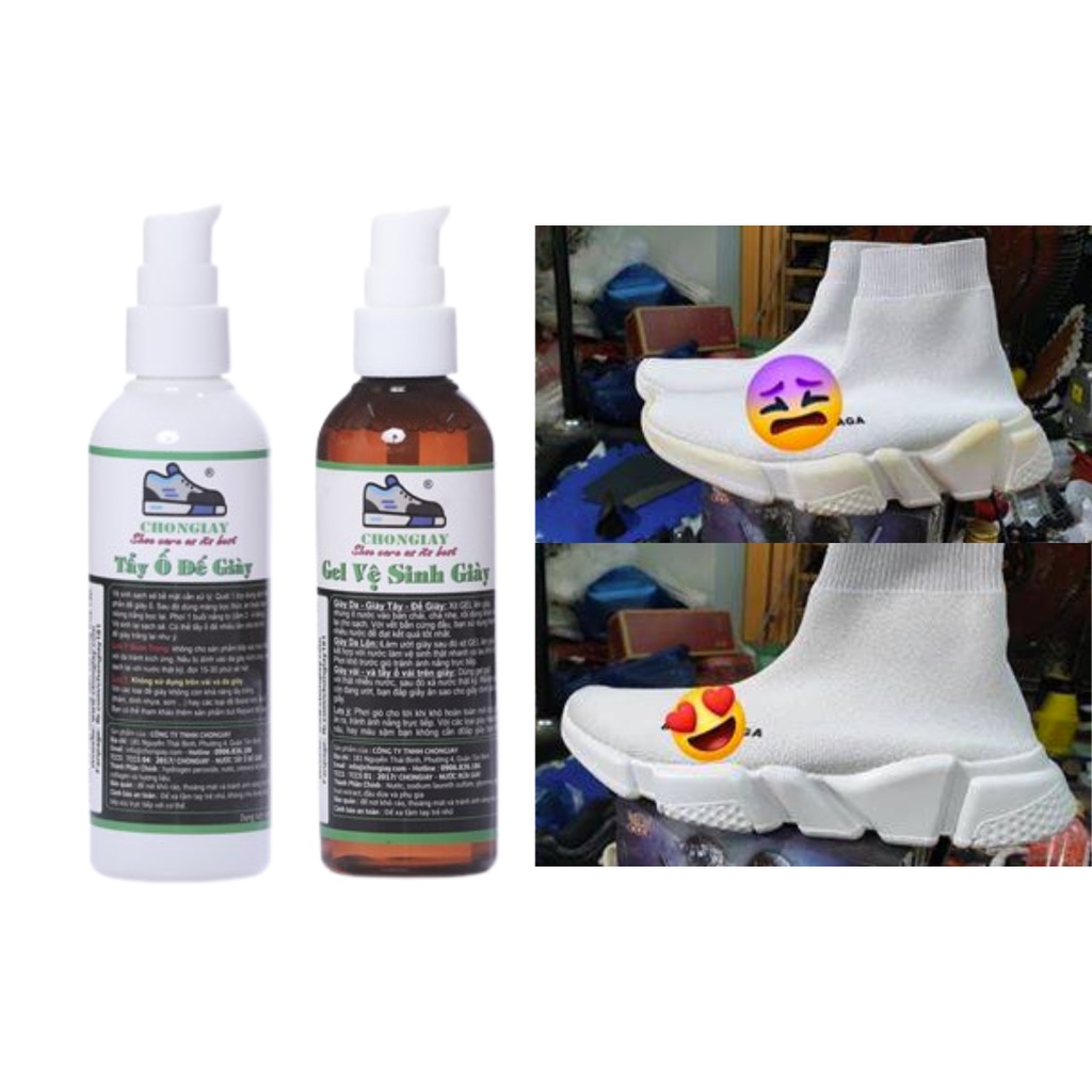Bộ Chai Tẩy Ố Vàng Đế Giày Chuyên Dụng 100ml Và Dung Dịch Vệ Sinh Làm Sạch Giày 100ml