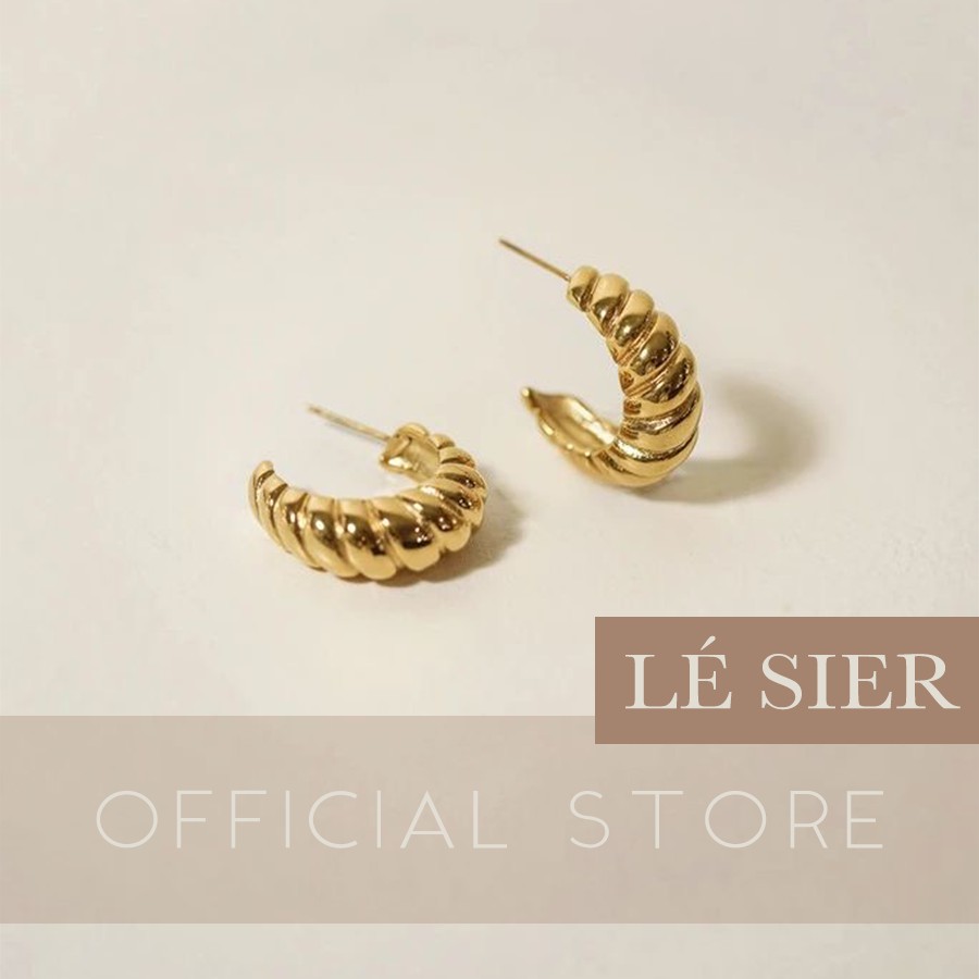 Khuyên tai nữ Lé Sier bông tai bánh sừng bò croissant thép y tế titan, mạ vàng phong cách Paris Châu Âu - ESGO58