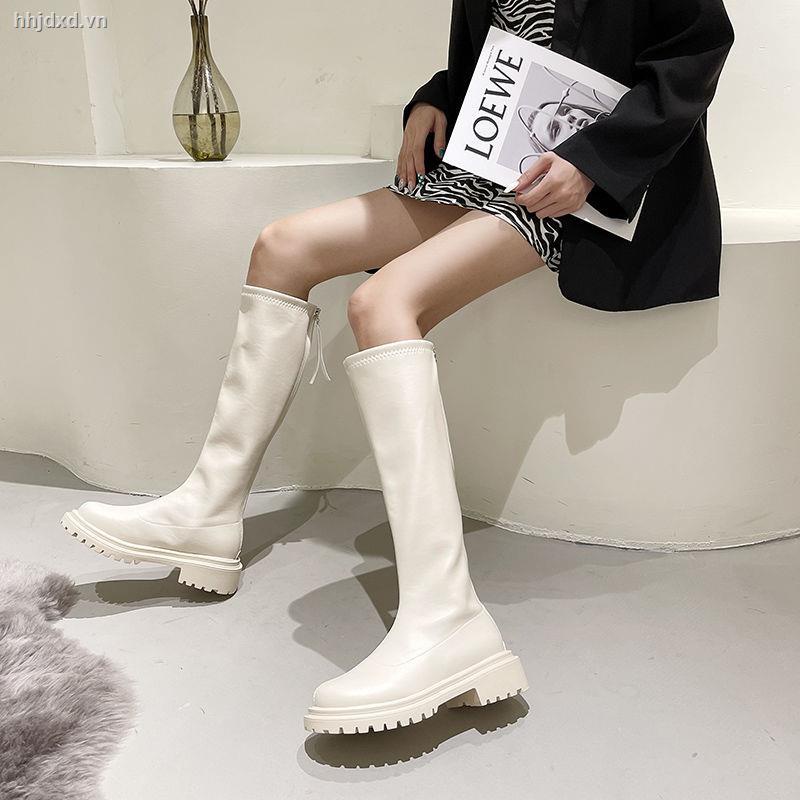 Giày bốt cổ cao đế thô chống trượt thời trang mùa xuân thu 2021 sành điệu cho nữ