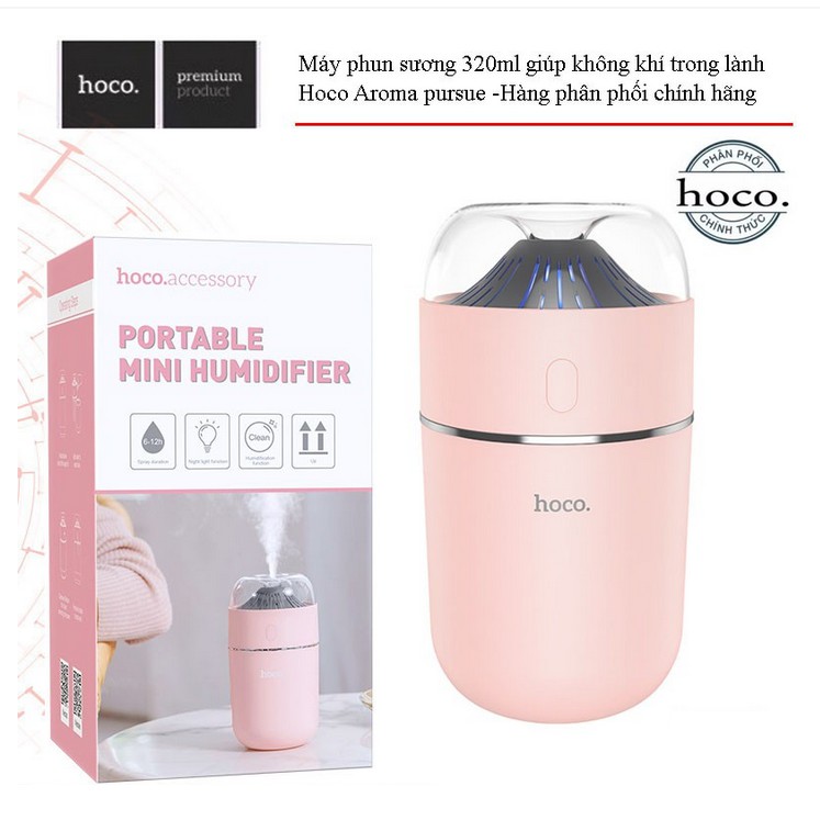 Máy Phun Sương, Máy Xông Tinh Dầu Tạo Ẩm 320ml Giúp Không Khí Trong Lành - Hàng Chính Hãng Hoco