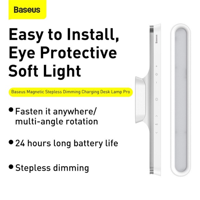 Đèn LED Đọc Sách Baseus USB Gắn Tường Từ Tính Không Dây Cảm Ứng Chạm Có Thể Điều Chỉnh Độ Sáng
