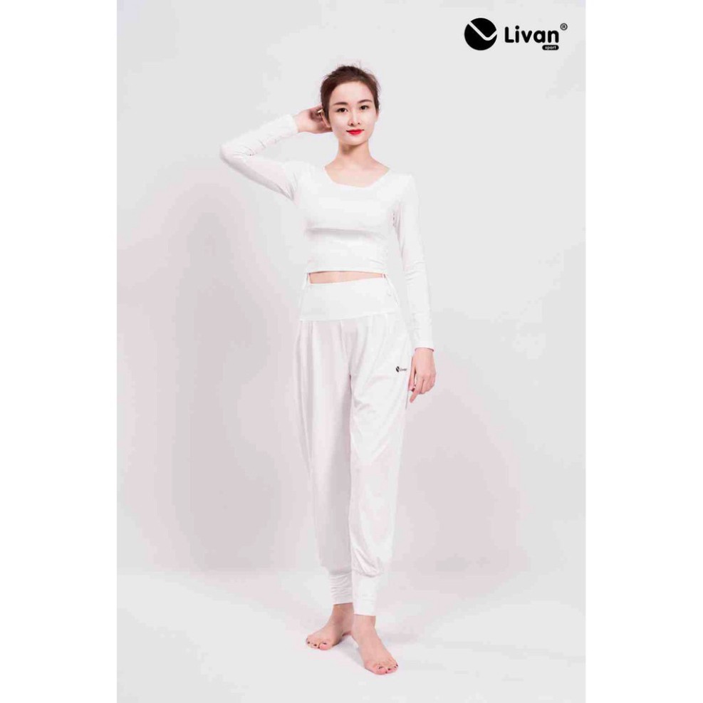Bộ đồ tập nữ yoga croptop dài tay quần alibaba cao cấp Livan LV20212299