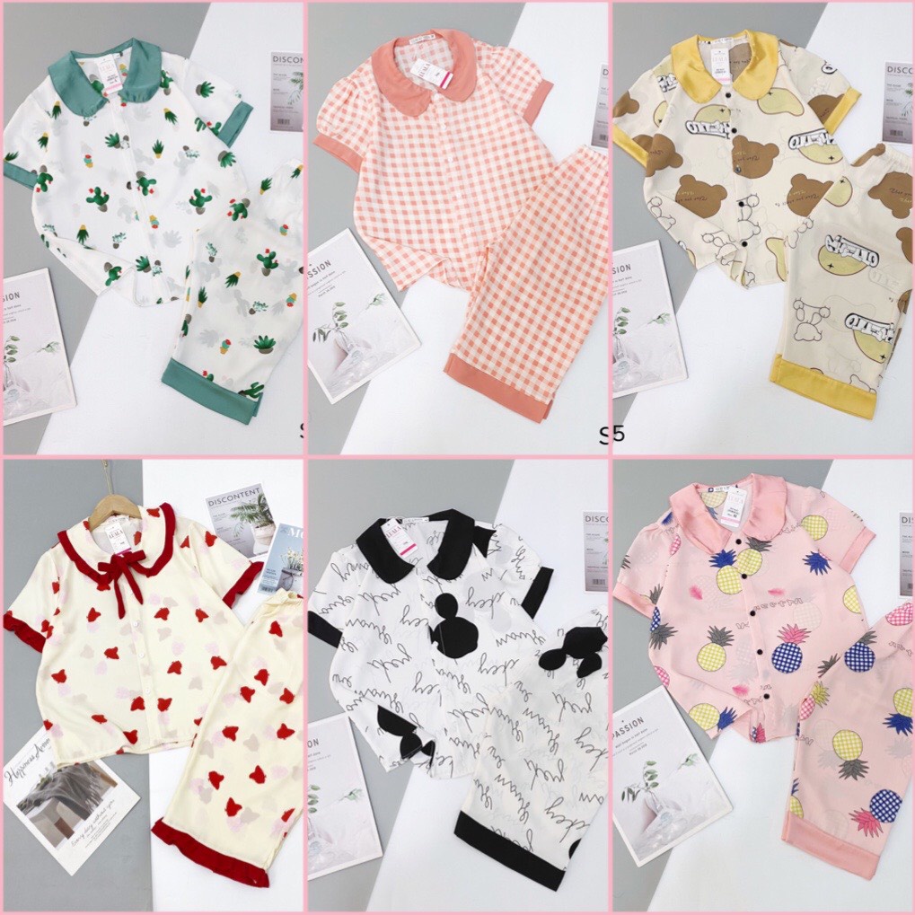 [Bán Sỉ Lẻ SLL] Pijama Lụa Mango Cao Cấp - Bộ Mặc Nhà Cộc Lửng Mềm Mát Thoải Mái