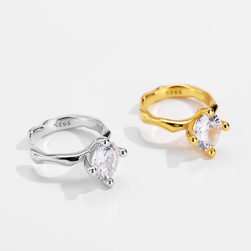 Khuyên Tai Mạ Bạc 925 Đính Đá Zircon Phong Cách Hàn Quốc Sang Trọng Cho Nữ
