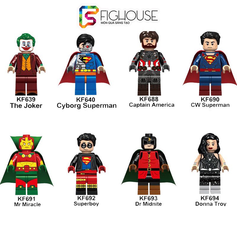 Xếp Hình Minifigures Joker, Captain, Super Man - Đồ Chơi Lắp Ráp non-lego KF6063 [C9]