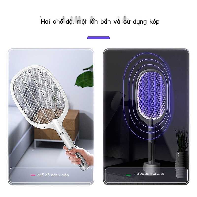 Máy đánh muỗi điện Oaks có thể sạc lại gia dụng pin lithium mạnh mẽ Đèn diệt hai trong một tạo tác chống để ruồi
