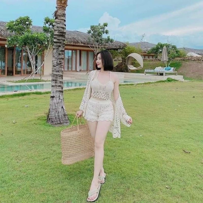 Set Ren Bikini Đi Biển 3 Món Dễ Thương Hàng Quảng Châu Kiểu 6 | Smide Clothing