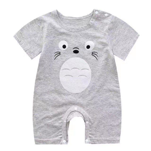 Bộ Áo Liền Quần Vải Cotton Mỏng Tay Ngắn In Hoạt Hình Kiểu Hàn Quốc Thời Trang Mùa Hè Cho Bé