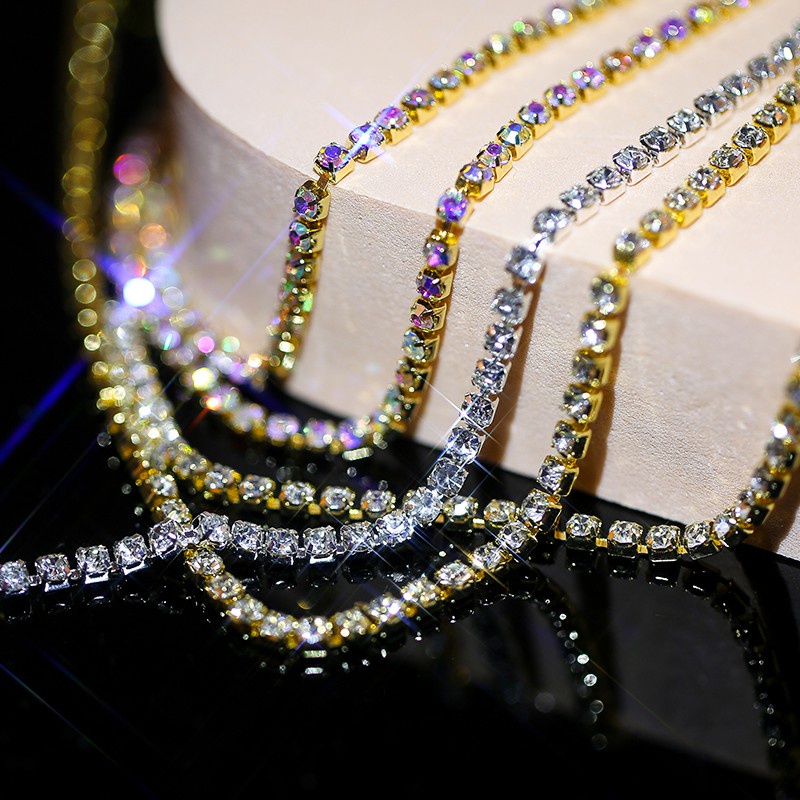 Cuộn Dây Đính Đá Pha Lê Lấp Lánh SS6-SS8 1Yard Dùng May Vá Quần Áo DIY