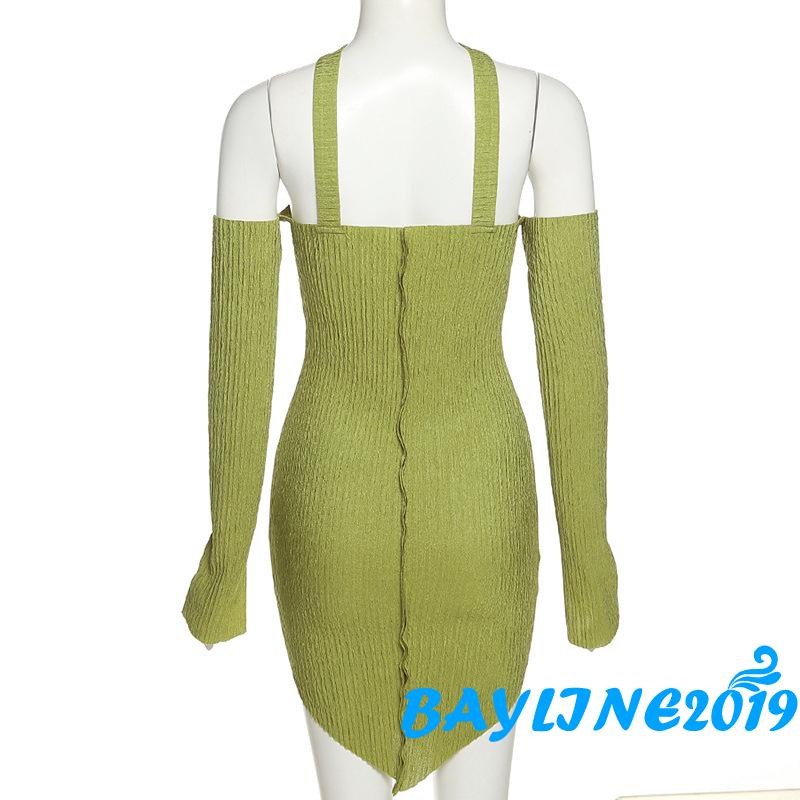 Đầm Dài Trễ Vai Tay Dài Màu Trơn Thời Trang Mùa Hè Cho Nữ