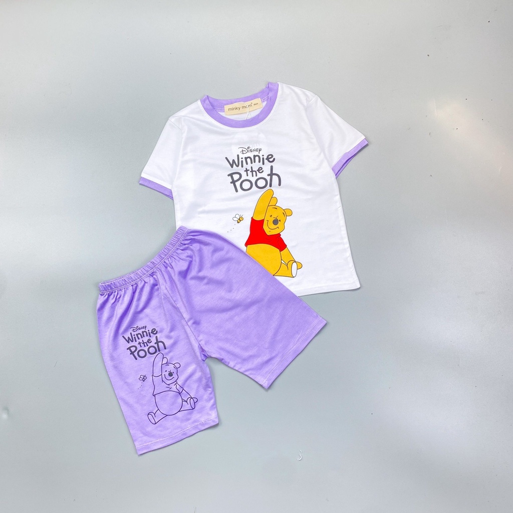 [Bé 18-32kg] Bộ ngắn tay thun lạnh gấu Pooh cho bé trai bé gái từ 18-32kg