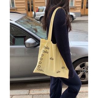 Túi vải tote canvas đeo vai Oslo phong cách Hàn Quốc có khoá zip kéo chắc chắn, đựng được A4