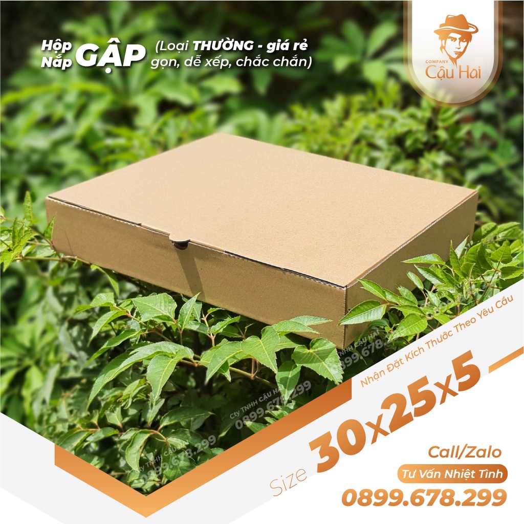 Set 20 hộp carton nắp GẬP 30x25x5
