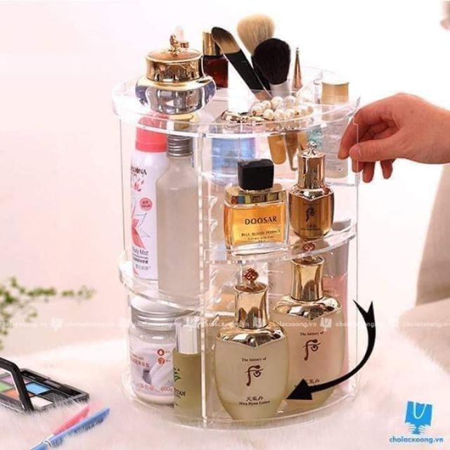 Kệ Mỹ Phẩm Thông Minh Mica Trong Suốt Xoay 360 Độ Tiện Dụng