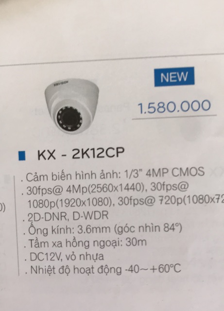 Camera KX-2K12CP quan sát trong nhà độ phân giải cao lên tới 4.0 MG cho hình ảnh cực kì sắt