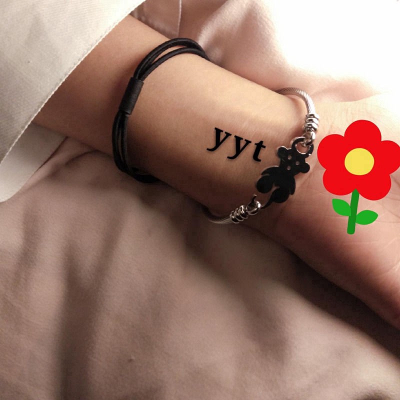 Vòng Tay Thép Titan Mặt Hình Gấu Dễ Thương Thời Trang Dành Cho Cặp Đôi 23104