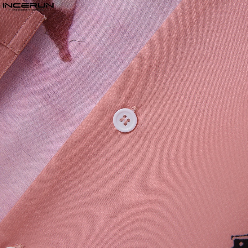 Set đồ đi biển 2 món Incerun gồm áo thun dáng rộng in hình phong cách bãi biển + quần short co giãn cho nam