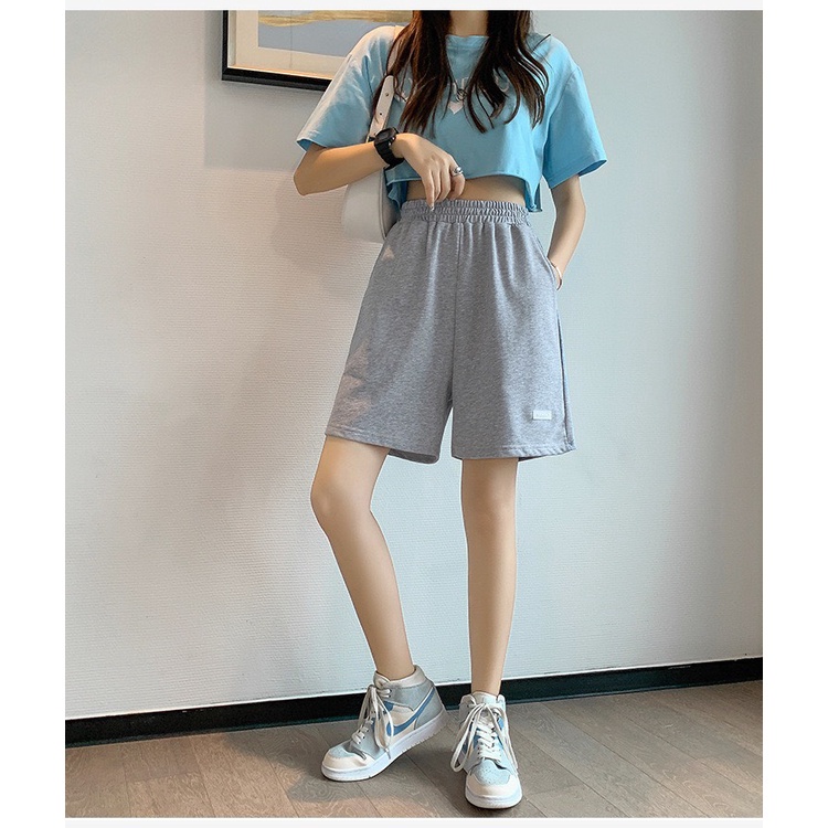 Quần đùi unisex logo RUBY HOUSE86 có 2 màu đen, xám, bazic, cạp chun co dãn, freesize