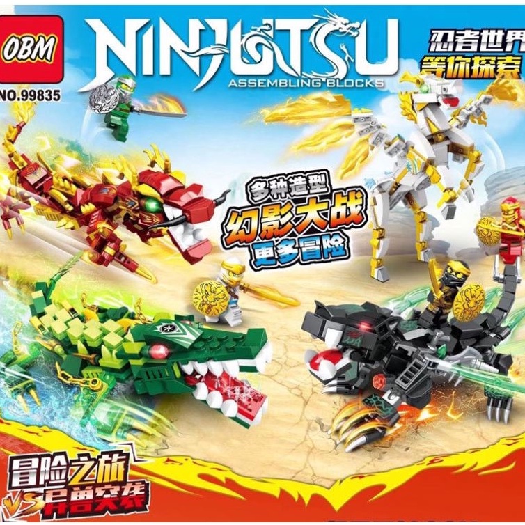 LẮP RÁP XẾP HÌNH LEGO NINJAGO : RỒNG ĐỎ, CÁ SẤU, BẠCH MÃ, THÚ CỦA CHIẾN BINH NINJA