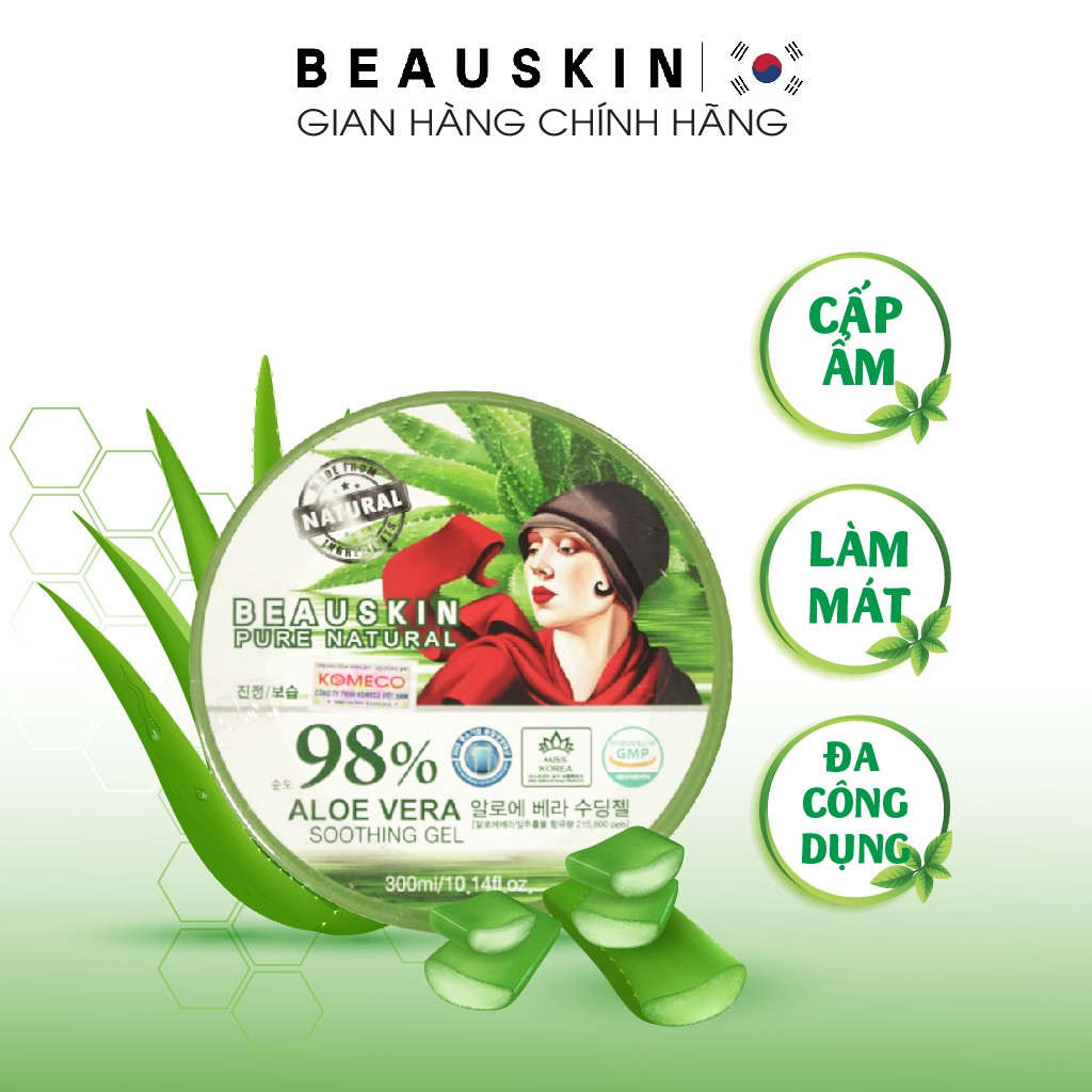 Gel Lô Hội BEAUSKIN Aloevera Soothing 300ml Dưỡng Ẩm, Trắng Da Hiệu Quả - BSAG0100110