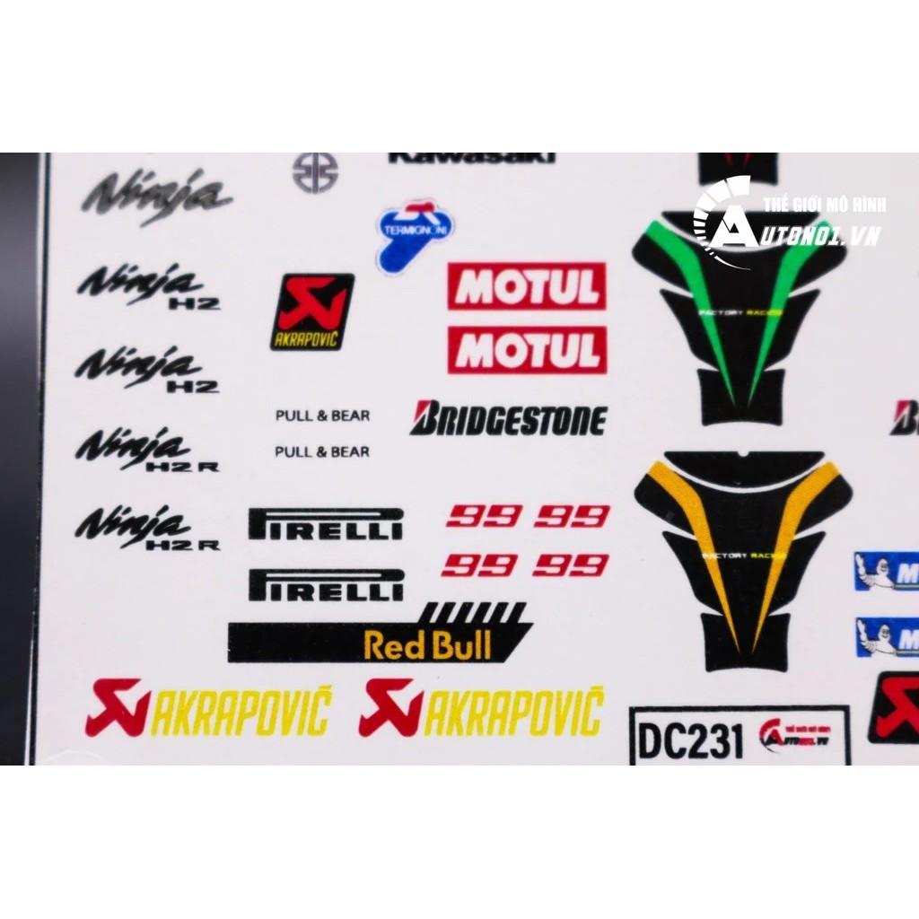 DECAL NƯỚC ĐỘ KAWASAKI NINJA H2R - H2 TỈ LỆ 1:12 DC231