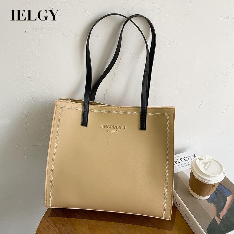 Túi đeo vai IELGY sức chứa lớn họa tiết chữ dập nổi phong cách Hàn Quốc cổ điển cho nữ