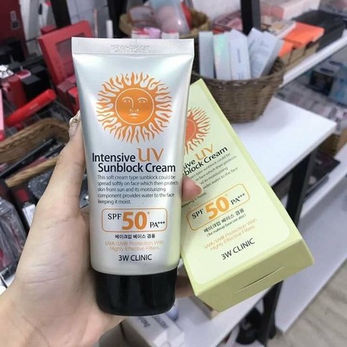 Kem chống nắng [Dùng Là Mê -Hàng Auth] Kem chống nắng 3W Clinic Intensive UV Sunblock Cream SPF 50 PA+++ 70ml