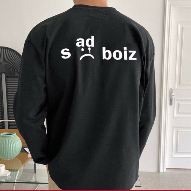 ÁO SWEATER NỈ UNISEX IN SADBOIZ TRƯỚC VÀ SAU PHOM NAM NỮ CỰC ĐẸP