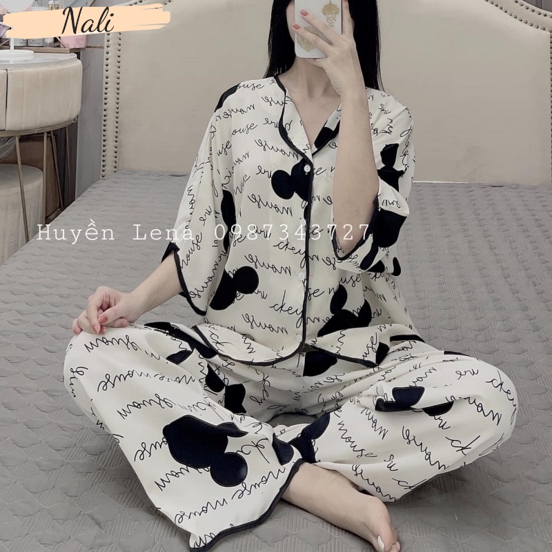 Bộ pijama cánh dơi chất liện lụa mango cao cấp, bộ đồ ngủ nữ cánh dơi siêu đẹp DC09