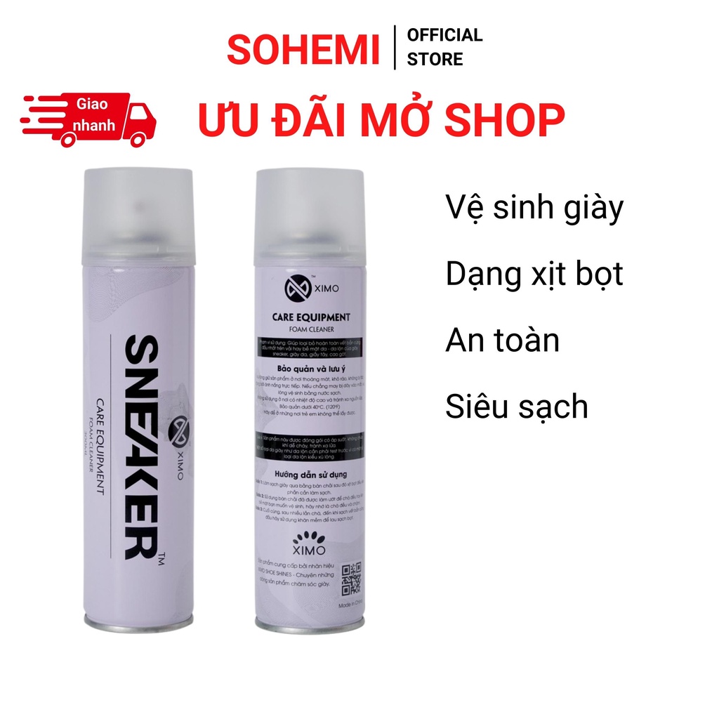 Chai Xịt Tạo Bọt Vệ Sinh Giày XIMO Cao Cấp 300ml XVSG02