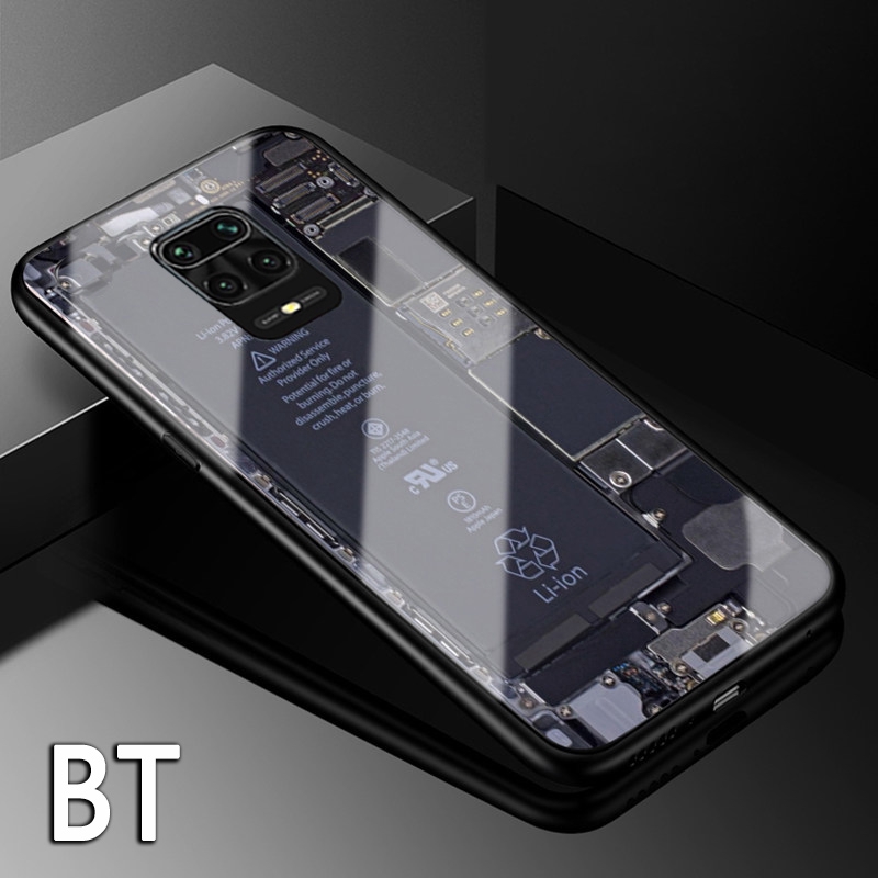 Skinlee For Redmi Note 9S Explorer Version Theme Case Tempered Glass Protector Cover Circuit Board Design